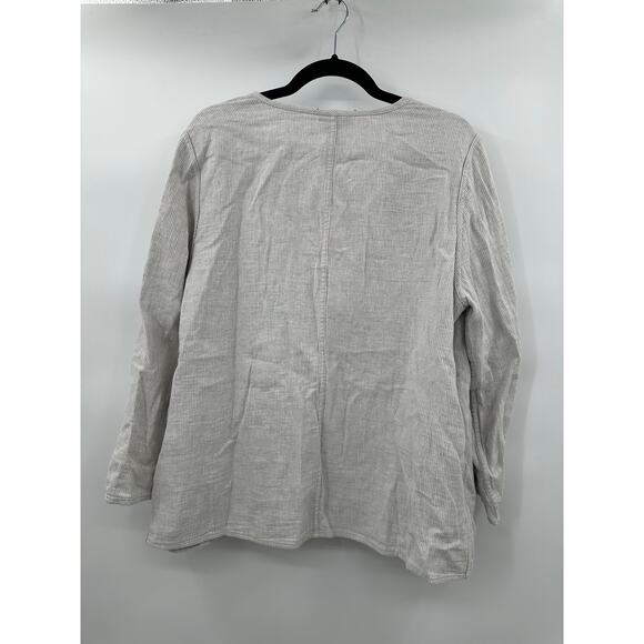 Eileen Fisher NWT Rustic Organic Linen Cotton Lightweight Jacket Gray Sz Large - Picture 2 of 14